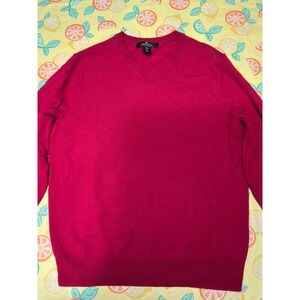 Preppy Mens Daniel Bishop V-Neck Sweater M Red Extra‎ Fine Merino Wool